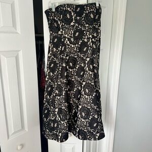 Lulu's Black and Cream Strapless A-line Cocktail Dress